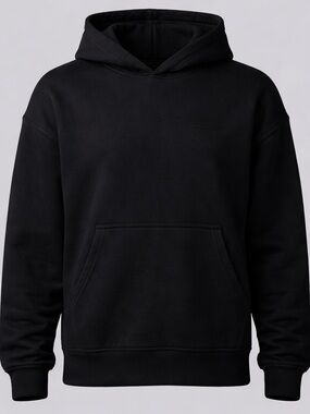 Comfrt Black Hoodie XL Obsidian Fleece Pullover Essentials Minimalist Cozy